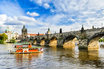 Schilderijen op glas Charles Bridge in Prague, Czech Republic © Mapics