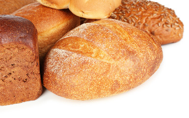 Different types of bread close up