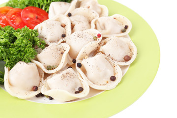 Meat dumplings - russian boiled pelmeni in plate
