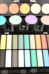 Bright eye shadows close up