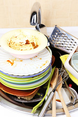 Kitchen utensils need wash close up