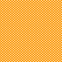 Orange background with white polka dots pattern © malydesigner
