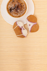 Coffee bikini underwear gingerbread cake cookie on bamboo mat