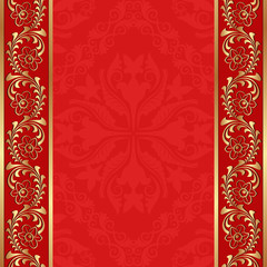red background with gold ornaments