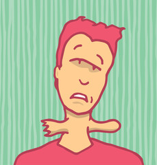 Man with fork through his throat