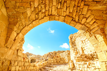 Roman ruins of Shawbak castle in Shawbak, Jordan.