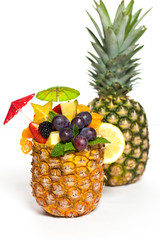 Fresh Fruit Salad in a Pineapple. Selective focus.