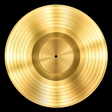 gold record music disc award isolated on black