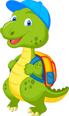 Cute dinosaur with backpack