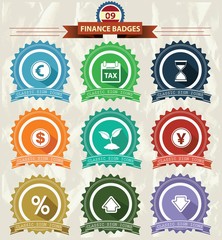 Finance Badges icons,Retro style,vector