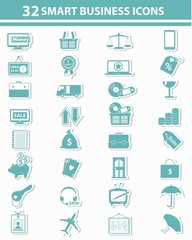 Smart business & marketing icons,Blue version