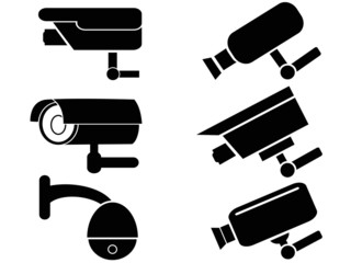 surveillance security camera icons set