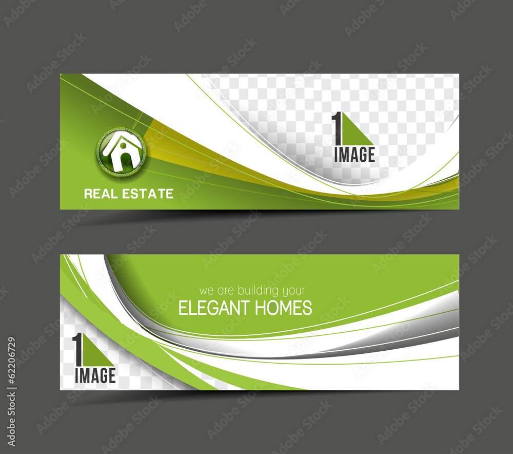Wall mural real estate web banner & header layout template.