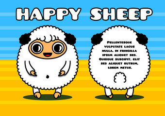 Kawaii card with sheep characters