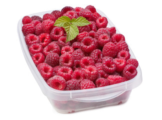 Raspberry with leaf