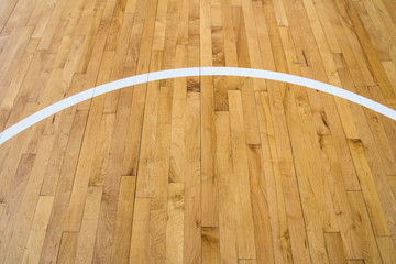 line on wooden floor basketball court