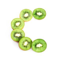 Fototapeta na wymiar C letter from kiwi fruits