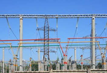 Naklejka premium Electrical power high voltage substation