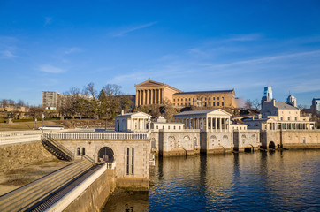 Obraz premium Philadelphia Art Museum and Fairmount Water Works