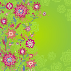 Bright spring seamless border with flowers