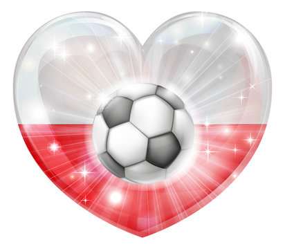 Polish soccer heart flag