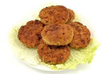 Cutlets of meat, rice and cabbage