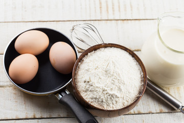 Ingredients for pancakes.