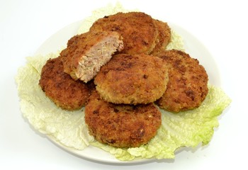 Cutlets of meat, rice and cabbage - obrazy, fototapety, plakaty