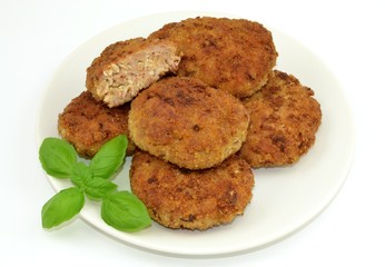 Cutlets of meat, rice and cabbage