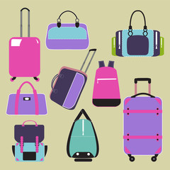 Modern flat icons vector collection with Baggage and travel bag