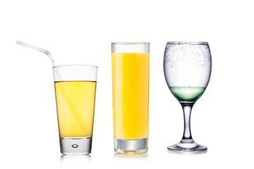 Set of liquids in transparent glasses