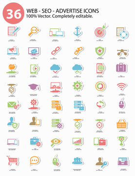 Seo - Advertise Icons,Colorful version,vector