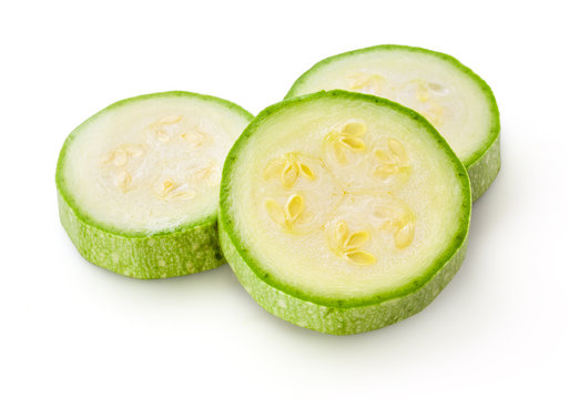 Sliced Zucchini Isolated On White