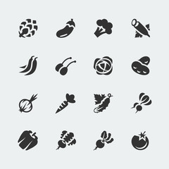 Vector vegetables mini icons set