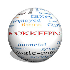 Bookkeeping 3D sphere Word Cloud Concept