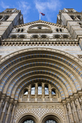 Facade of Natural History Museum, London.