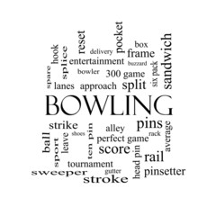 Obraz premium Bowling Word Cloud Concept in black and white