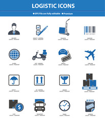 Logistics & transport icons,Blue version