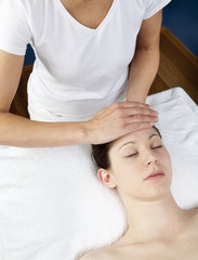Fototapeta na wymiar facial massage for stress relief