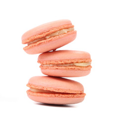 Stack of pink macarons.