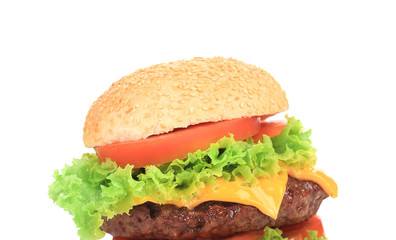 Big appetizing fast food hamburger.