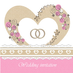 Wedding invitation card with floral elements.