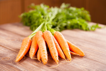 Carrot on a wooden table