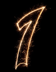 Digit 1 made of sparkles