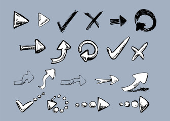 Set of hand drawn arrows. Vector illustration