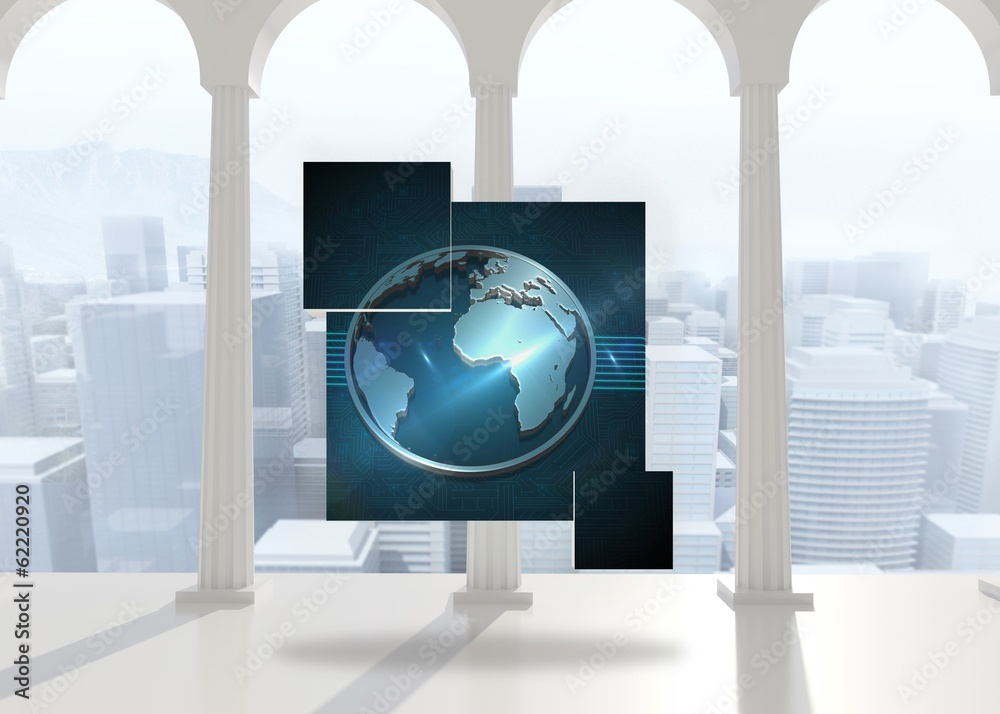 Poster composite image of earth graphic on abstract screen