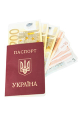 Ukrainian passport with euro