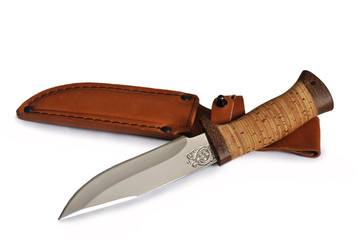 Hunting knife and leather case