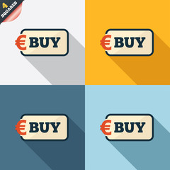 Buy sign icon. Online buying Euro button.