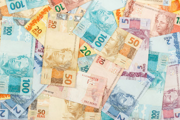 Brazilian money. A lot of new real notes.